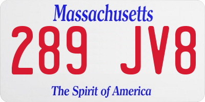 MA license plate 289JV8