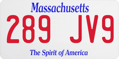MA license plate 289JV9