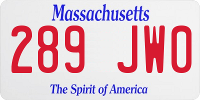MA license plate 289JW0