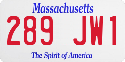 MA license plate 289JW1