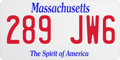 MA license plate 289JW6