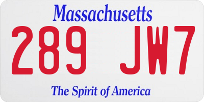 MA license plate 289JW7