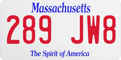 MA license plate 289JW8