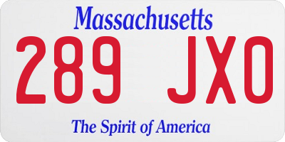 MA license plate 289JX0