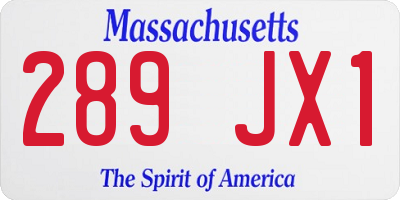 MA license plate 289JX1