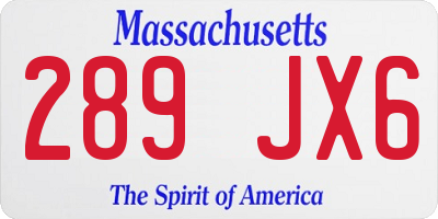 MA license plate 289JX6