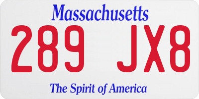 MA license plate 289JX8
