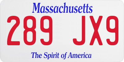 MA license plate 289JX9