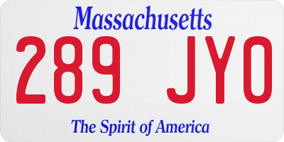 MA license plate 289JY0