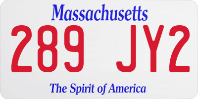 MA license plate 289JY2