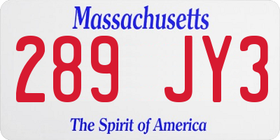 MA license plate 289JY3