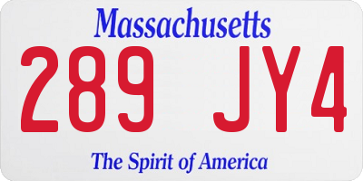 MA license plate 289JY4