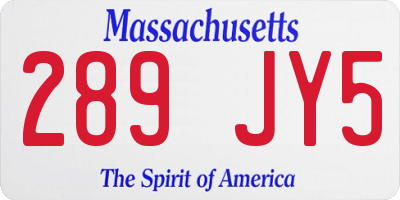 MA license plate 289JY5