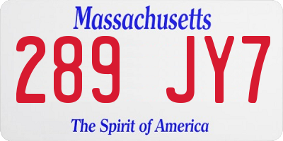 MA license plate 289JY7