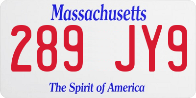 MA license plate 289JY9