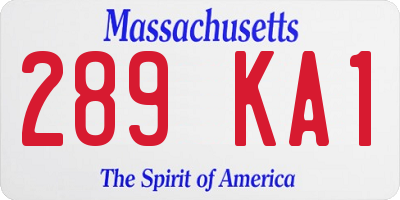MA license plate 289KA1