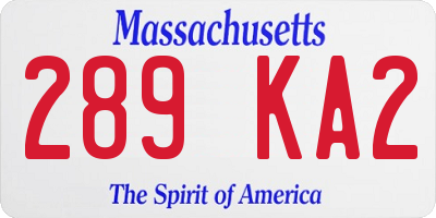 MA license plate 289KA2