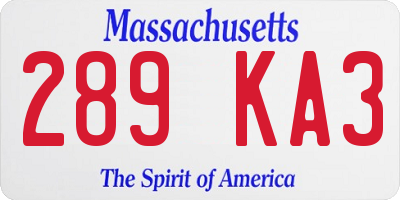 MA license plate 289KA3