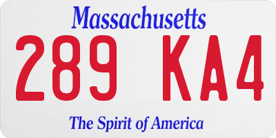 MA license plate 289KA4