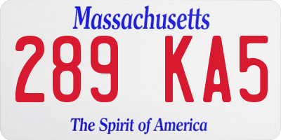 MA license plate 289KA5