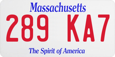 MA license plate 289KA7