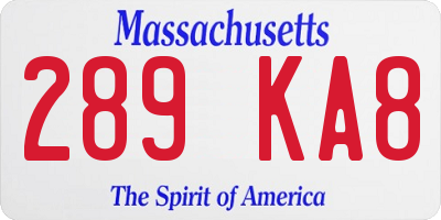 MA license plate 289KA8
