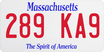 MA license plate 289KA9