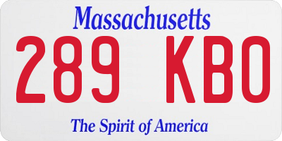MA license plate 289KB0