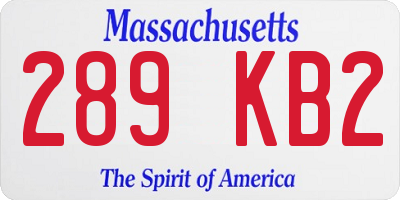MA license plate 289KB2
