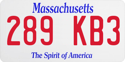 MA license plate 289KB3