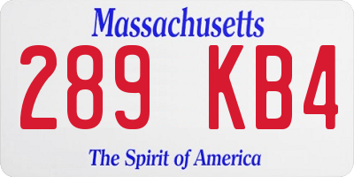 MA license plate 289KB4