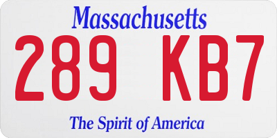 MA license plate 289KB7