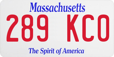 MA license plate 289KC0