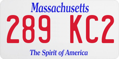 MA license plate 289KC2