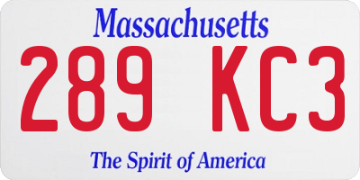 MA license plate 289KC3