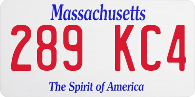 MA license plate 289KC4