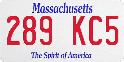 MA license plate 289KC5