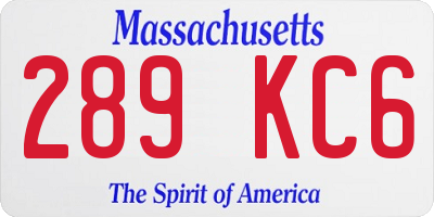 MA license plate 289KC6