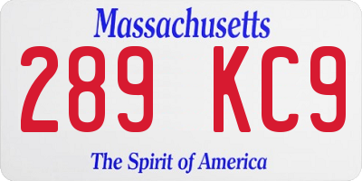 MA license plate 289KC9