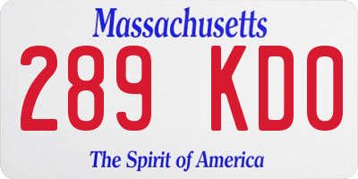 MA license plate 289KD0