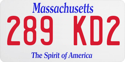 MA license plate 289KD2