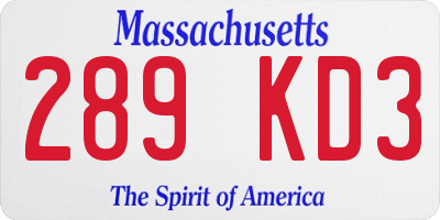 MA license plate 289KD3