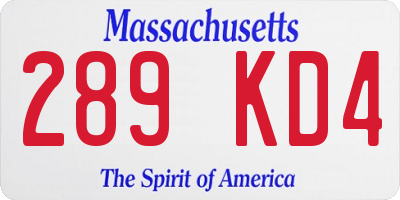 MA license plate 289KD4
