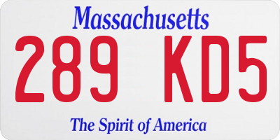 MA license plate 289KD5