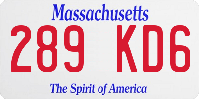 MA license plate 289KD6