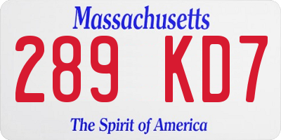 MA license plate 289KD7