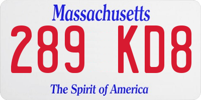 MA license plate 289KD8