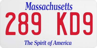 MA license plate 289KD9