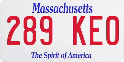MA license plate 289KE0