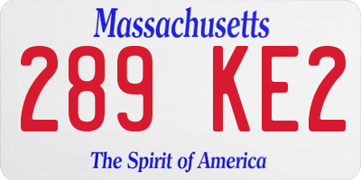 MA license plate 289KE2